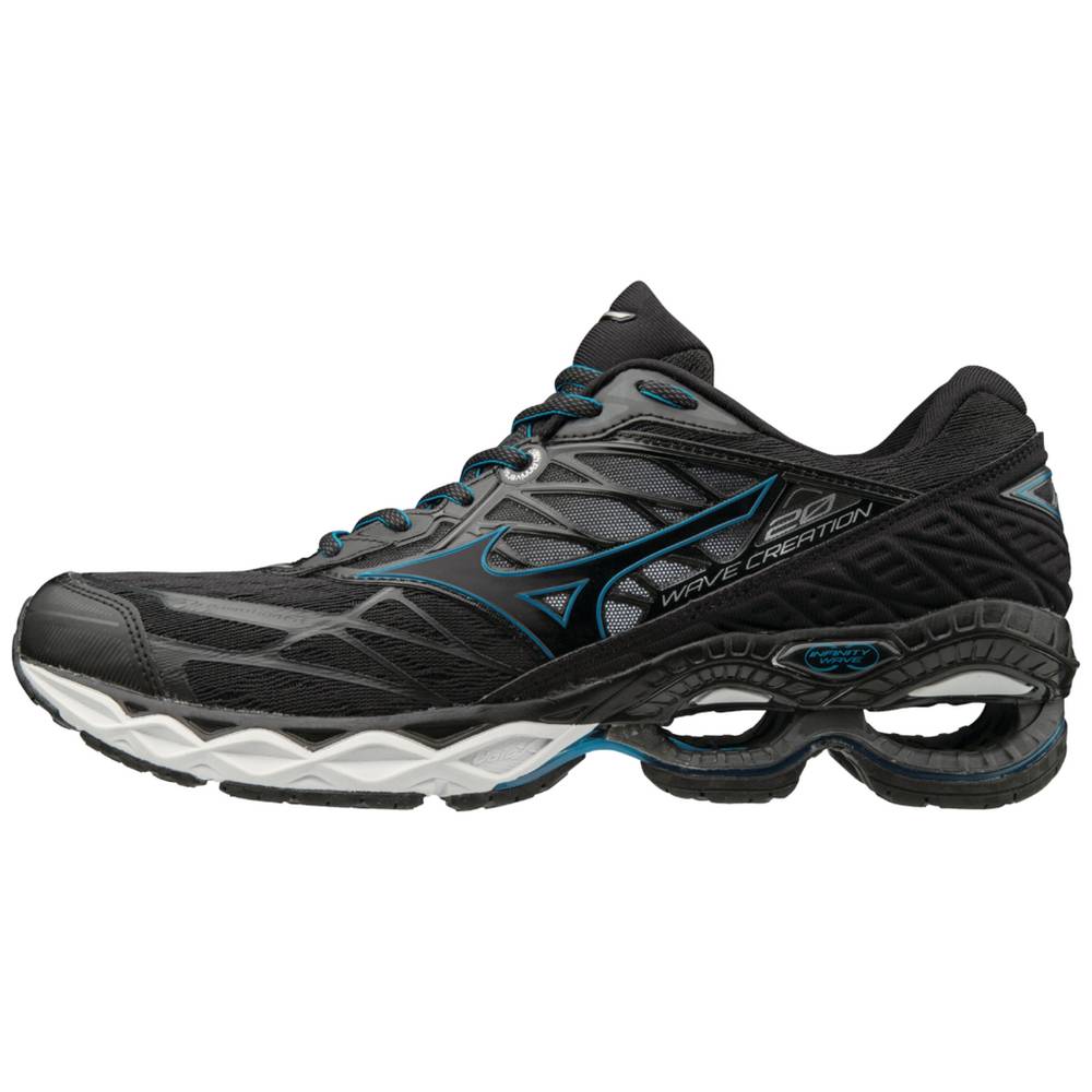 Panske Bezecke Topanky Mizuno Wave Creation 20 Čierne Vypredaj XHKJ37948